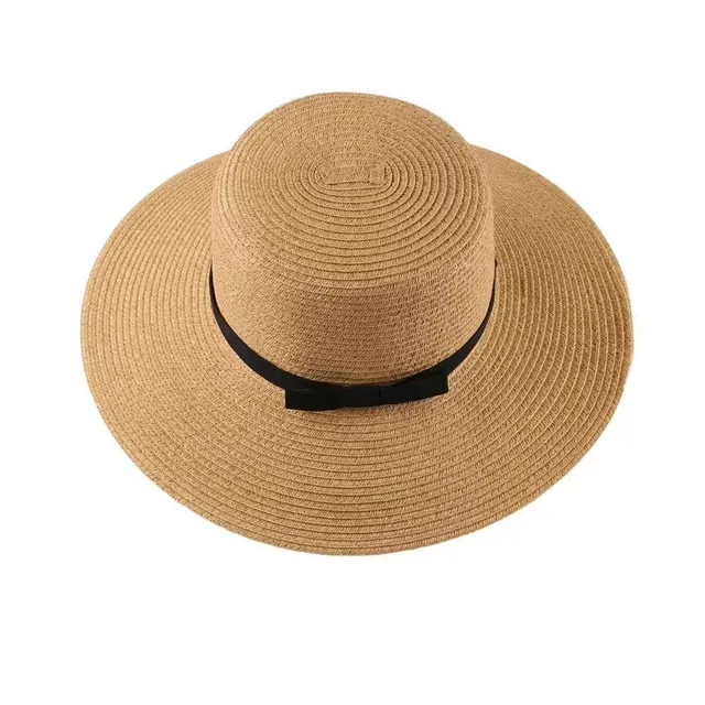 New Arrivals French Fashionable Hepburn Hood Children's Summer Grass Knitted Flat Top Straw Hat Sun Protection and Su_voghion.com