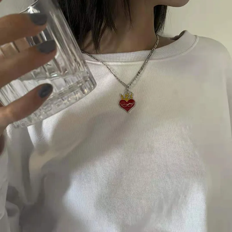 Collier de couple en acier titane avec pendentif classique, cadeau de Saint-Valentin à la mode, ras du cou pour hommes et femmes, bijoux_voghion.com