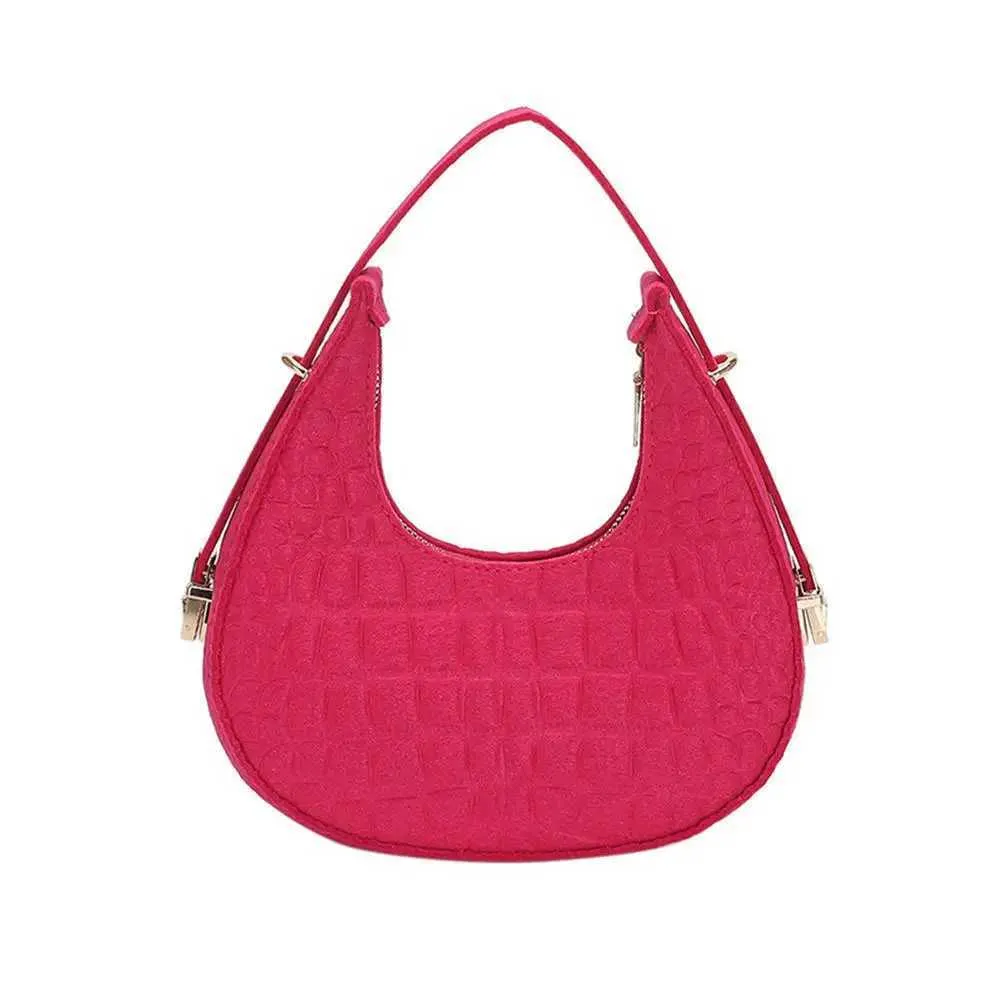 2024 New Alligator Pattern Shoulder Womens Small Handle Lower Arm Clutch Crescent Saddle Handbag Garbage Bag Y241123_voghion.com