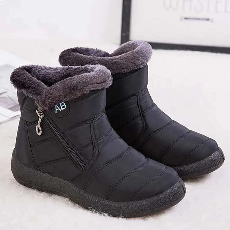 Sneeuw Comfortabele Waterdichte Vrouwen Rits Schoenen Vrouw Zachte Bont Vrouwen Winterlaarzen Botas Mujer 240826_voghion.com