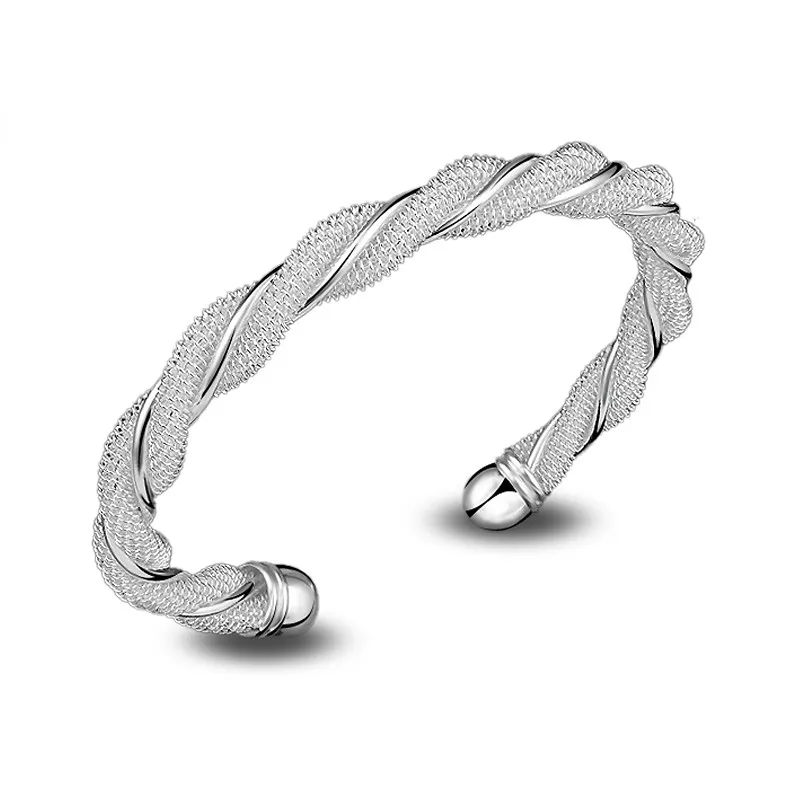 sterling sier bangle bracelets for women fashion trendy twist cuff bangles bracelet jewelry gift_ipsvogv.com