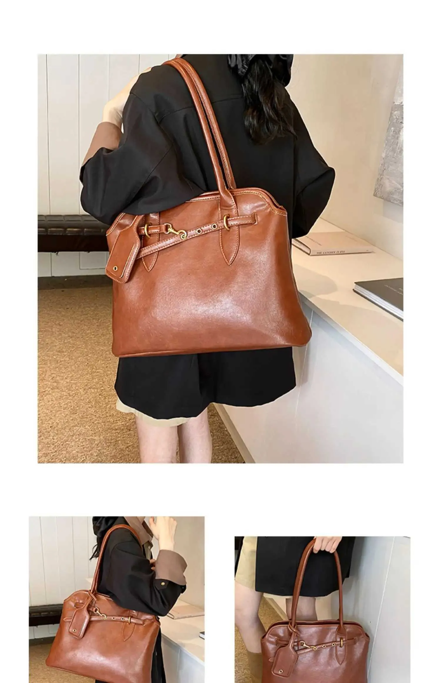 Große Damen Umhängetasche Aus Kunstleder Versatile Tragetasche_voghion.com