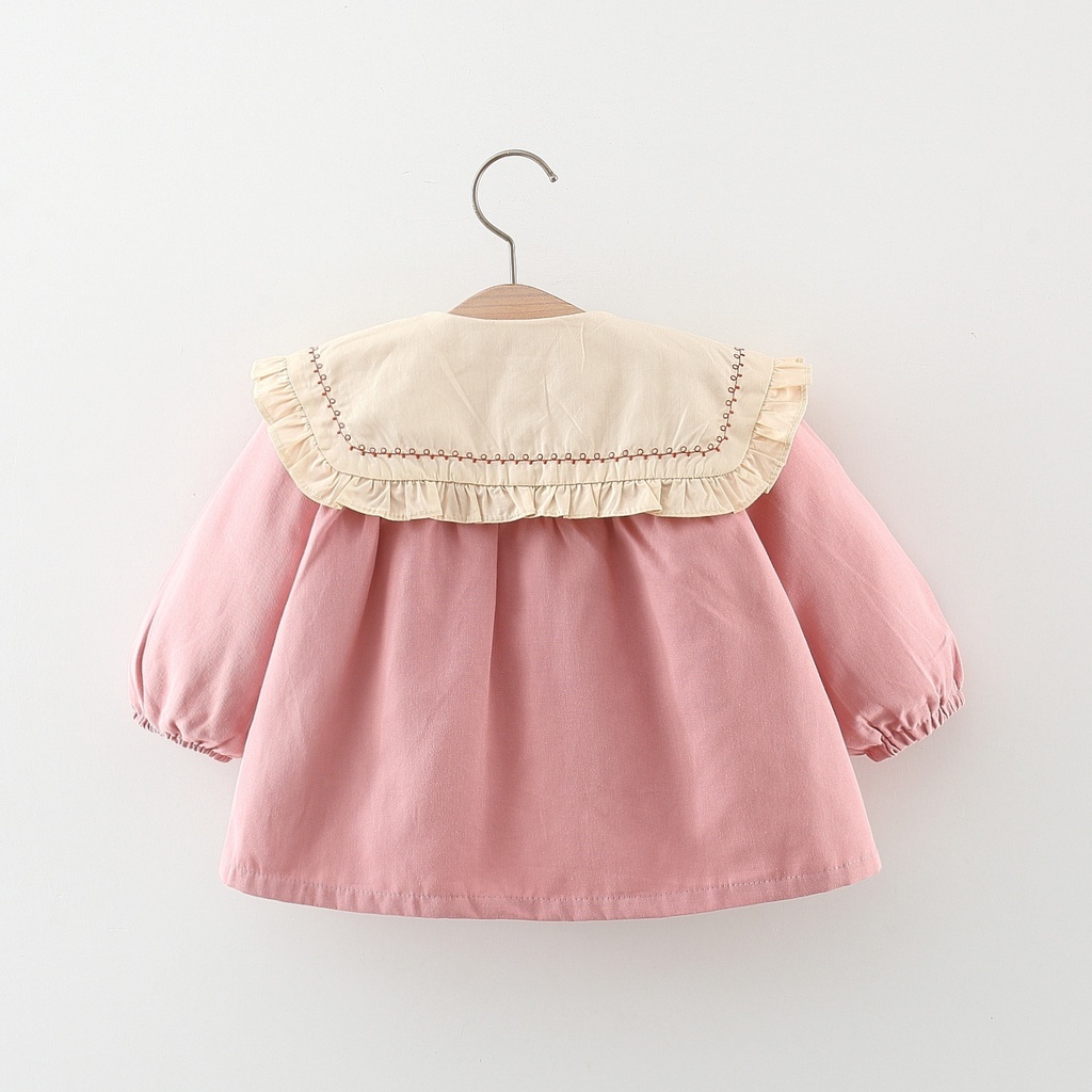 Baby Girl Windbreaker Flower Ruffled Doll Collar Coat Trendy Children's Clothing_voghion.com