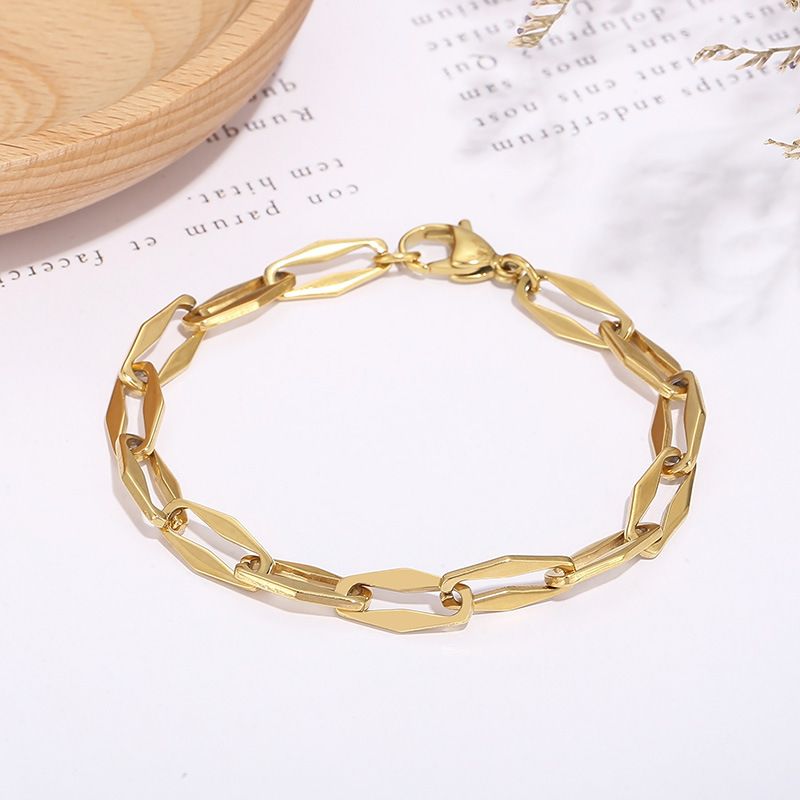 Braccialetto geometrico semplice, fatto a mano, con catena cava in acciaio al titanio da 7 mm di diametro, per uomo e donna._voghion.com