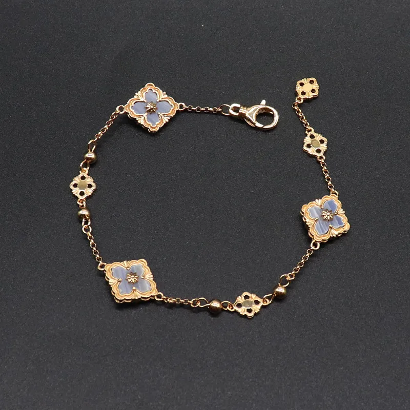 Clover Charm Bracelet Gold Vintage Ethnic Style Link Chain Bangle_voghion.com