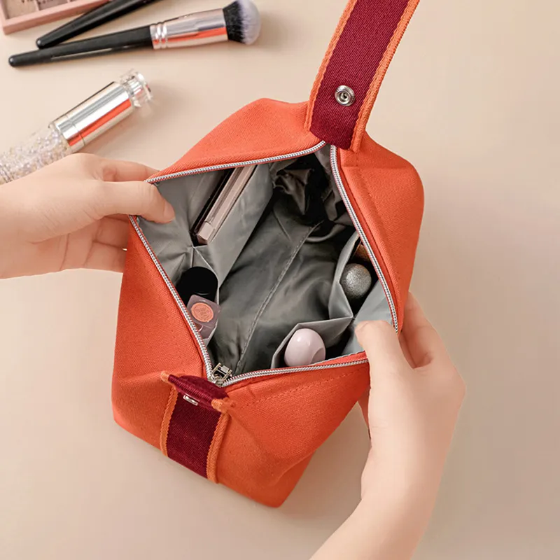 Trousse de maquillage en toile imperméable pour femmes, nouvelle mode 2023, portable, grande capacité, rangement, voyage_voghion.com