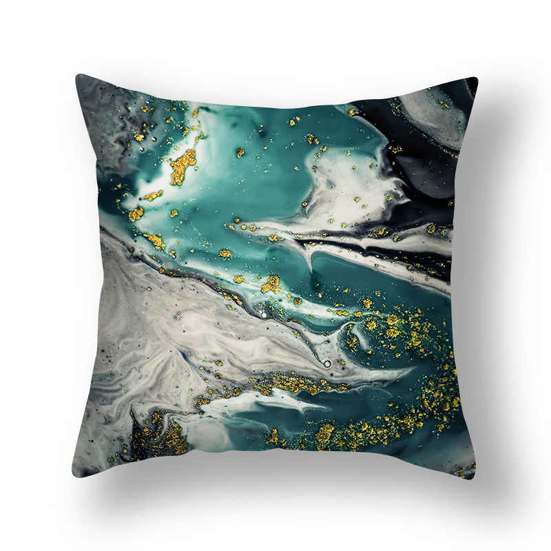Nuovo cuscino astratto nordico oro verde dorato federa modello inchiostro divano soggiorno comodino_voghion.com