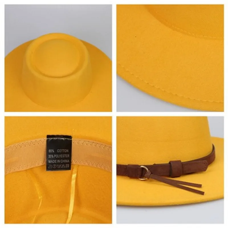 Wide Brim Hats Autumn And Winter Chain Flat Fedora Hat Women Monochromatic Jazz Top British Retro Panama Wholesale_voghion.com