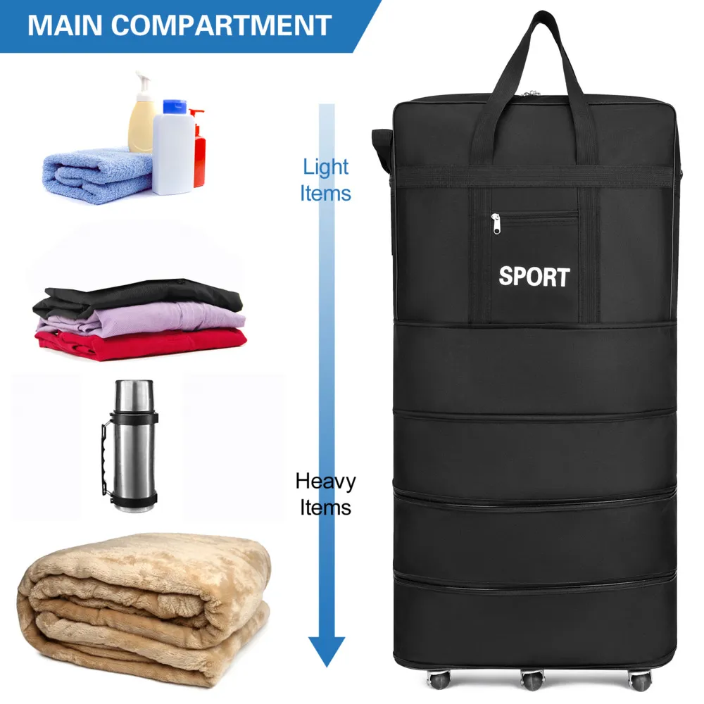 Expandable Suitcase Foldable High Quality Rolling For Travel Business Large Capacity Lage Storage Bag_voghion.com