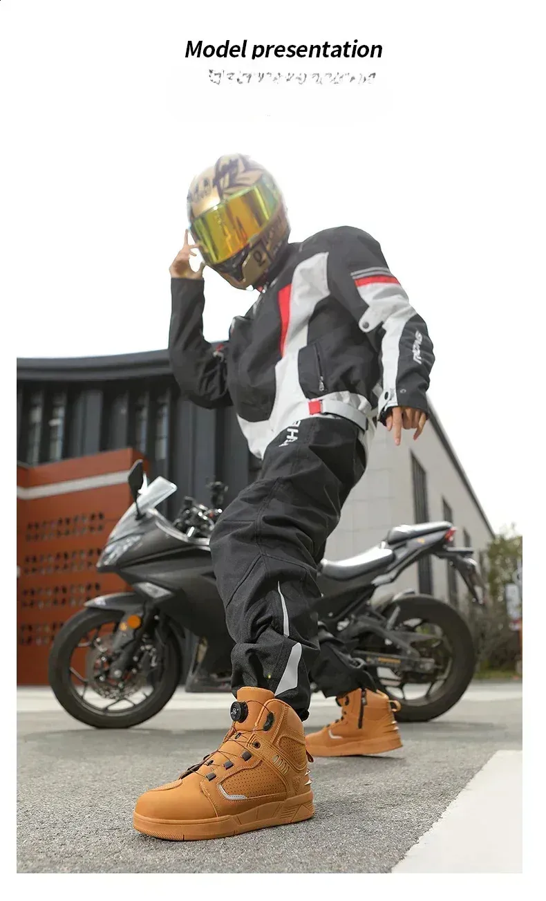Motorcycle Riding Shoes For Men Black Protective Boots All Season_voghion.com