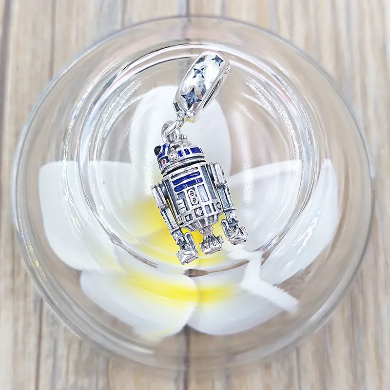 Schmuckherstellungsset aus Sterlingsilber mit R2D2-Anhänger, baumelnde Charm-Kette, Perlenarmbänder für Frauen, originale Mädchen, Schlangen-DIY-Halskette_voghion.com