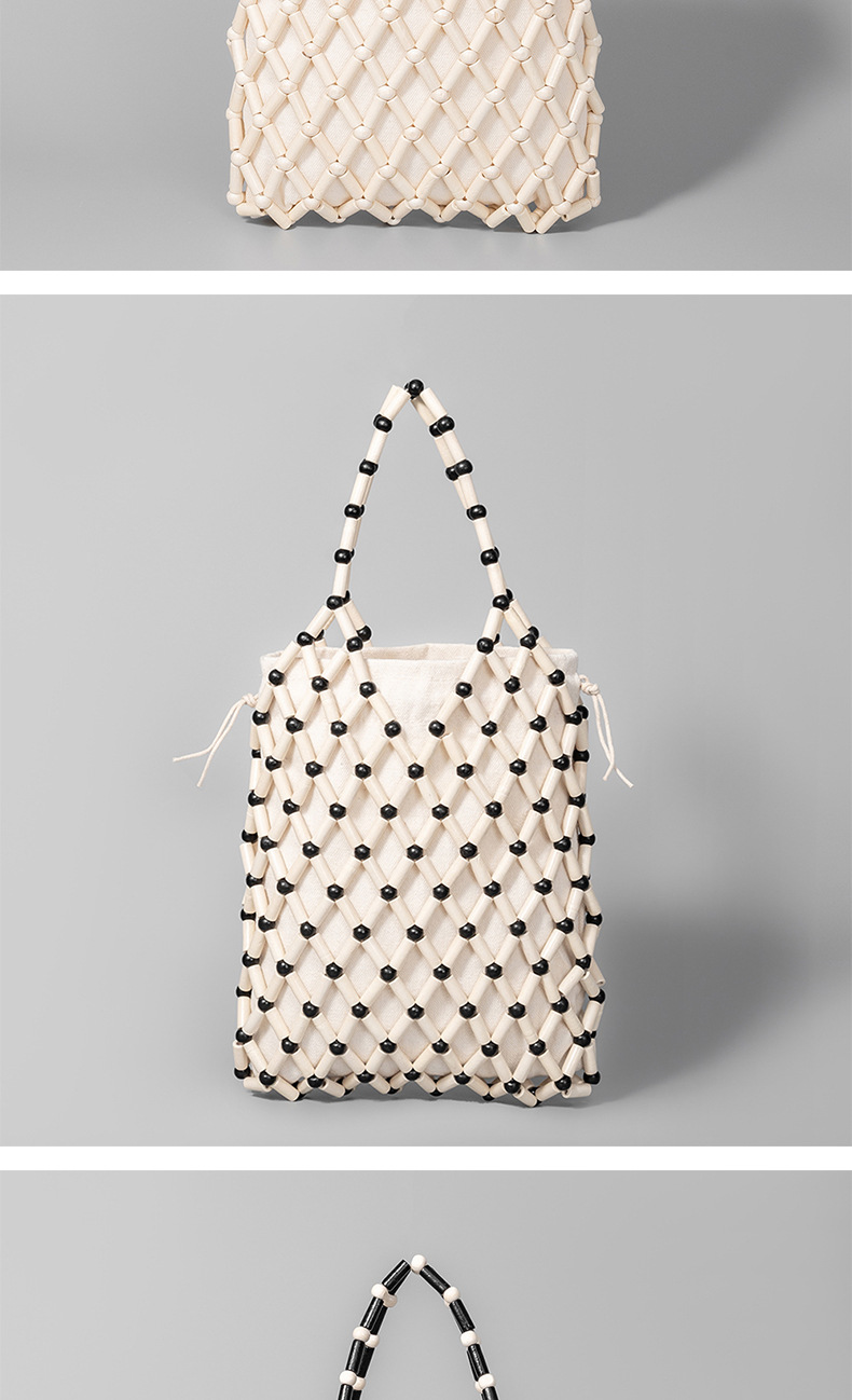 Handgefertigte gewebte Handtasche mit Nischendesign, hochwertige Tasche aus Holzperlen, handgefertigte_voghion.com