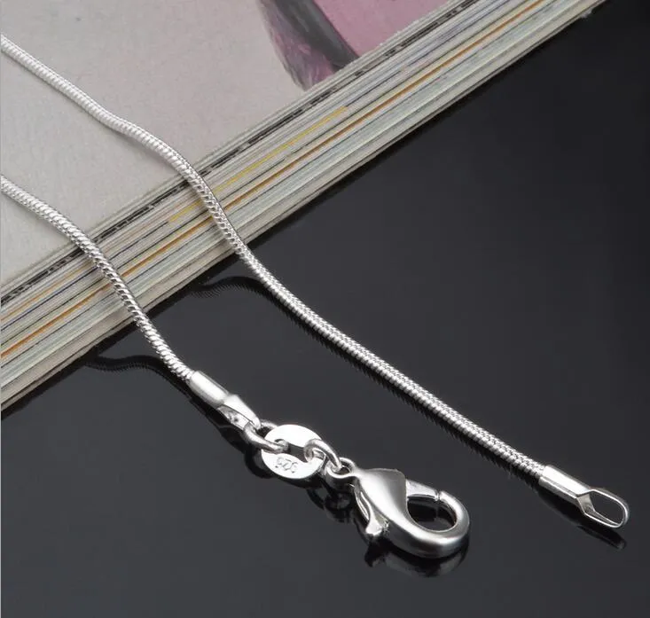 Cadenas de plata de ley S, collares, cadena de serpiente de 1 mm, collar DIY de 16, 18, 20, 22 y 24 pulgadas, la hermana de Sailor Moon tiene_voghion.com