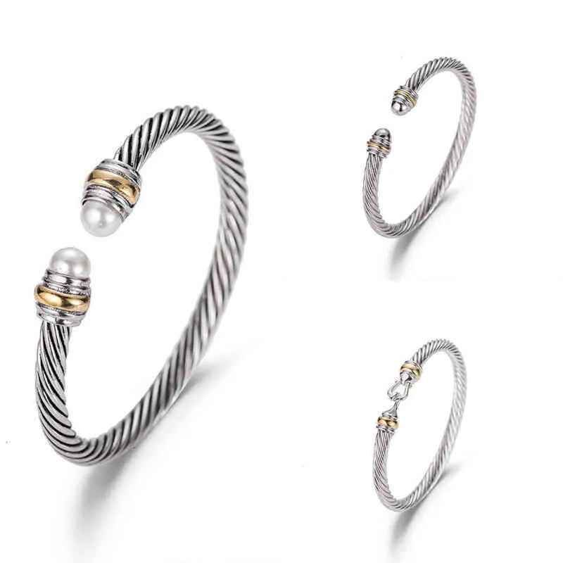 Twisted Cable Bangle Bracelet For Women Platinum Plated Jewelry_voghion.com