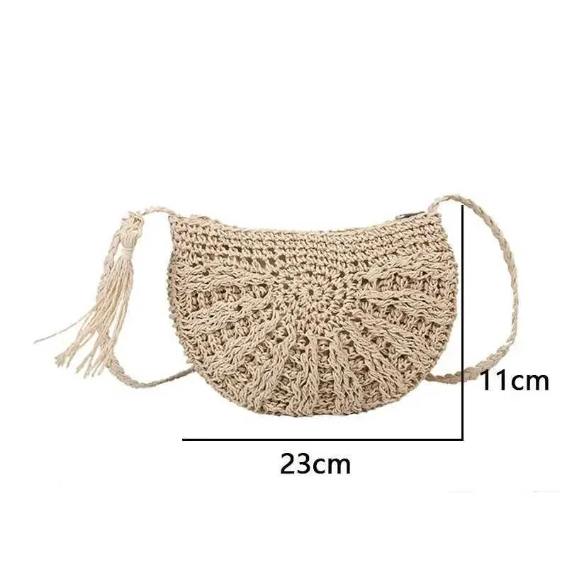 Woven Straw Crossbody Bag For Women Bohemian Summer Beach Style_voghion.com