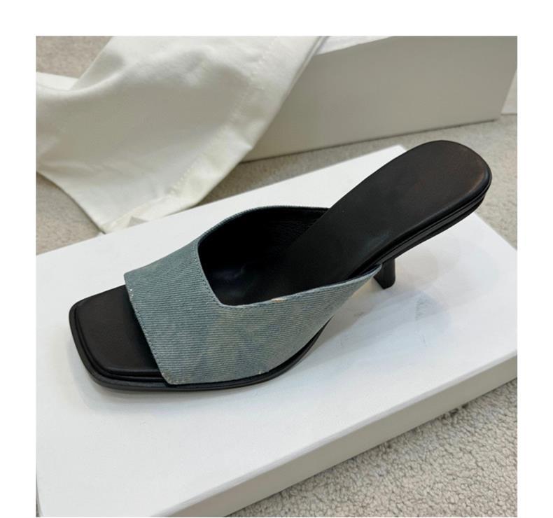 2024 Primavera/Verão Novo Daning Fish Mouth Heel Square Open Toe Couro Genuíno Chinelos Legais Moda Feminina Salto Alto_voghion.com