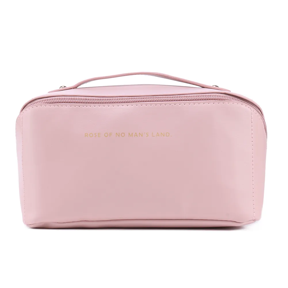 Trousse de maquillage en cuir pour femmes, grande capacité, organiseur de rangement pour pinceaux, idéal pour les voyages._voghion.com