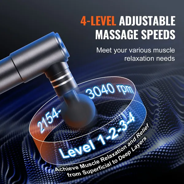 VEVOR Massage Gun Deep Tissue, Percussion Mini Muscle Massage Gun For Athletes - With 4 Speed Levels & 4 Massage Heads, 12V 2500mAh Batteries, H_voghion.com