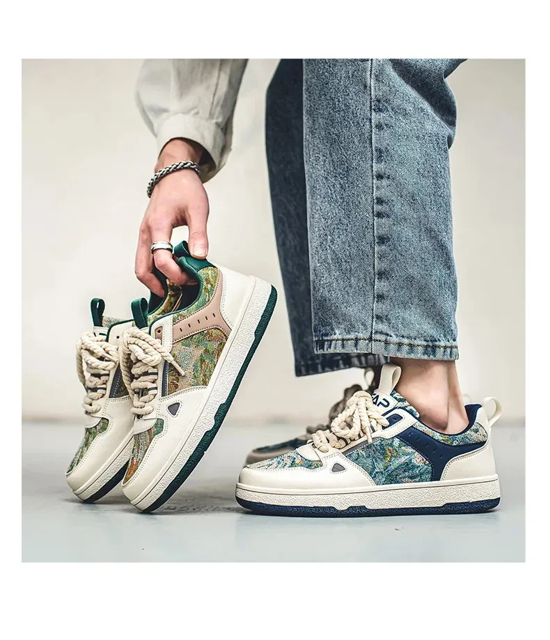 Chaussures de skateboard décontractées à plateforme Van Gogh pour femmes et hommes, motif graffiti 3D, nuit étoilée, 250226_voghion.com