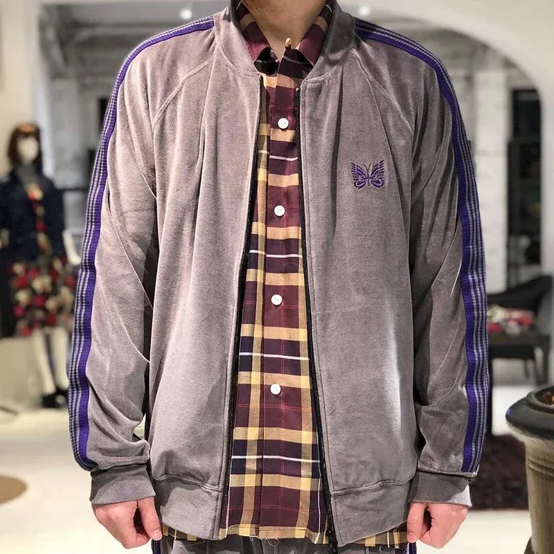 giacca da uomo moda multicolore uomo donna coppia aghi awge giacca da pista alta qualità a righe veet cappotto ricamato_voghion.com