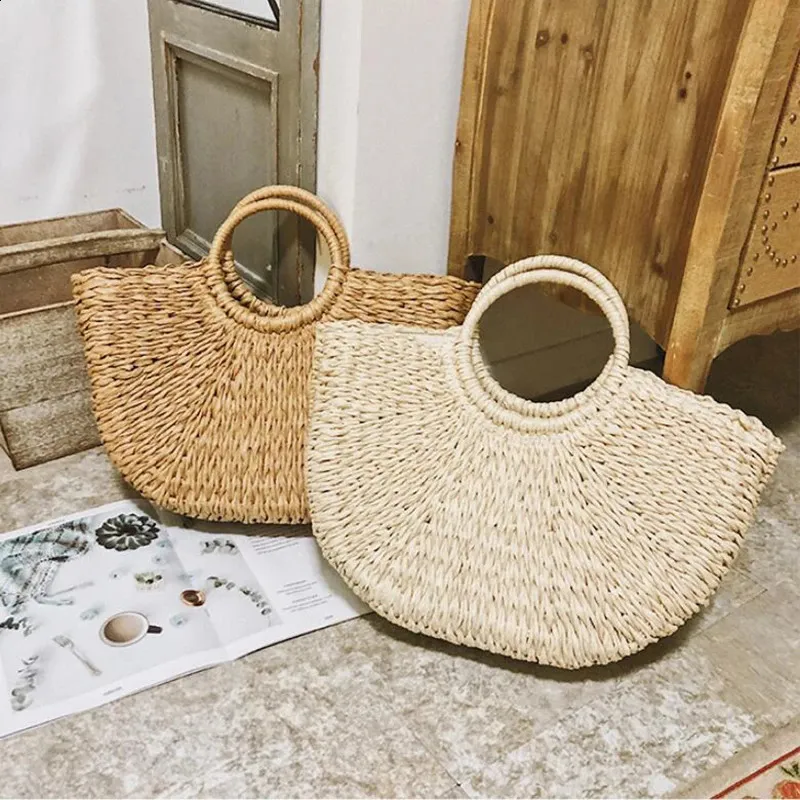 Ydlns Fashion MOON Straw Handbags Summer Beach Rattan Bag Handmade Vintage Woven Handbag For Women bolsa femme 240809_voghion.com