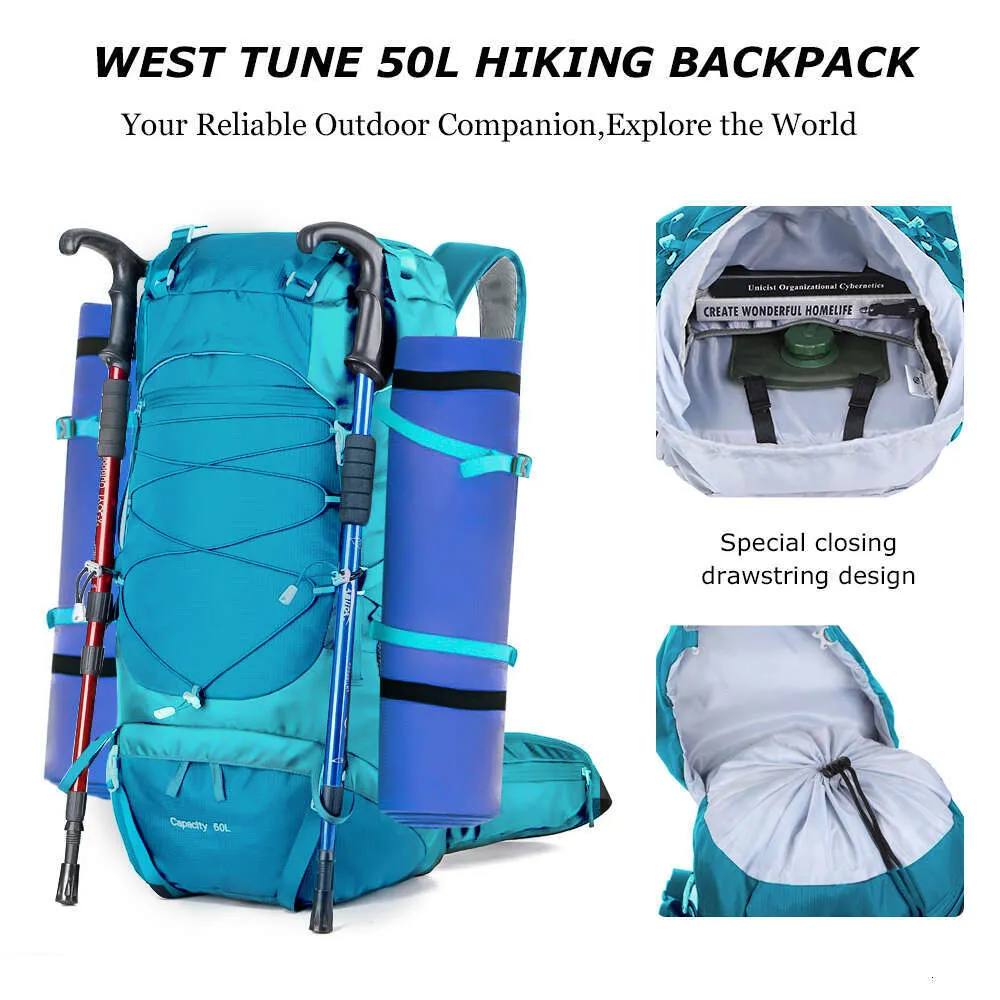 Sac à dos WESTTUNE 50L Hiki avec housse de pluie Sac d'alpinisme multifonctionnel Sac à dos d'extérieur pour voyage Trekki_voghion.com