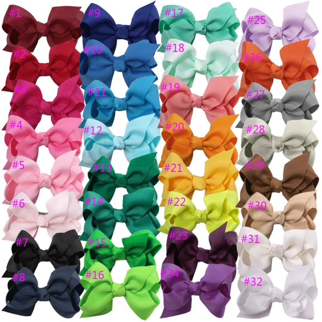 Nœuds en ruban gros-grain de 3 pouces, 32 couleurs, sans clip, accessoires pour cheveux pour enfants, 32 pièces/lot, livraison gratuite_voghion.com
