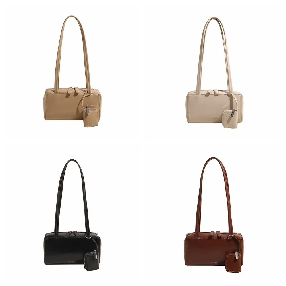 Borsa a tracolla piccola quadrata in pelle PU stile coreano con auricolari, tinta unita, alla moda, per ragazze/donne_voghion.com
