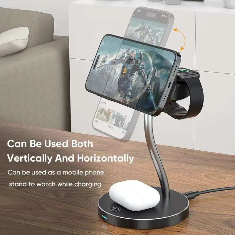 Bedhead Desktop Touch LED Light Mobile Phone Charging Stand 3-in-1 Wireless Charger_voghion.com
