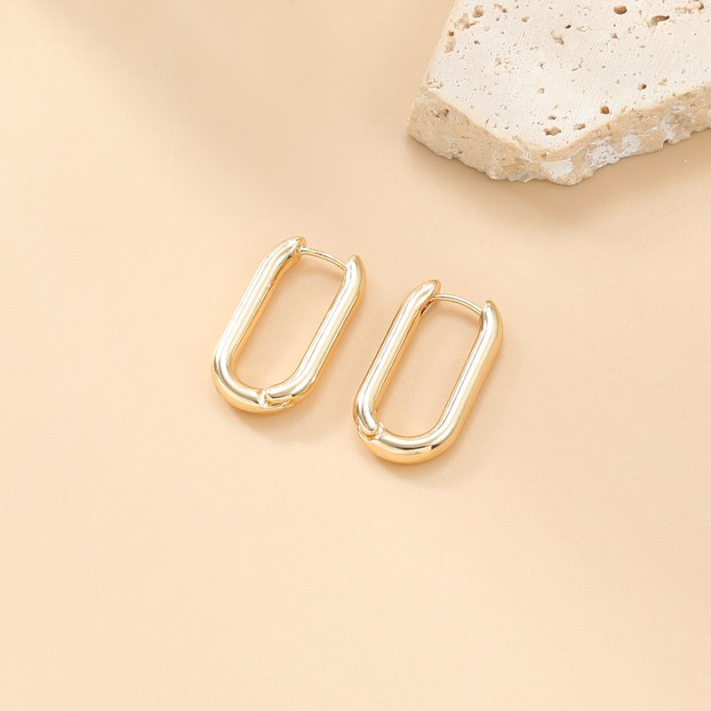 Orecchini in lega ovale rossa alla moda Ins net per ragazze, stile semplice in metallo_voghion.com