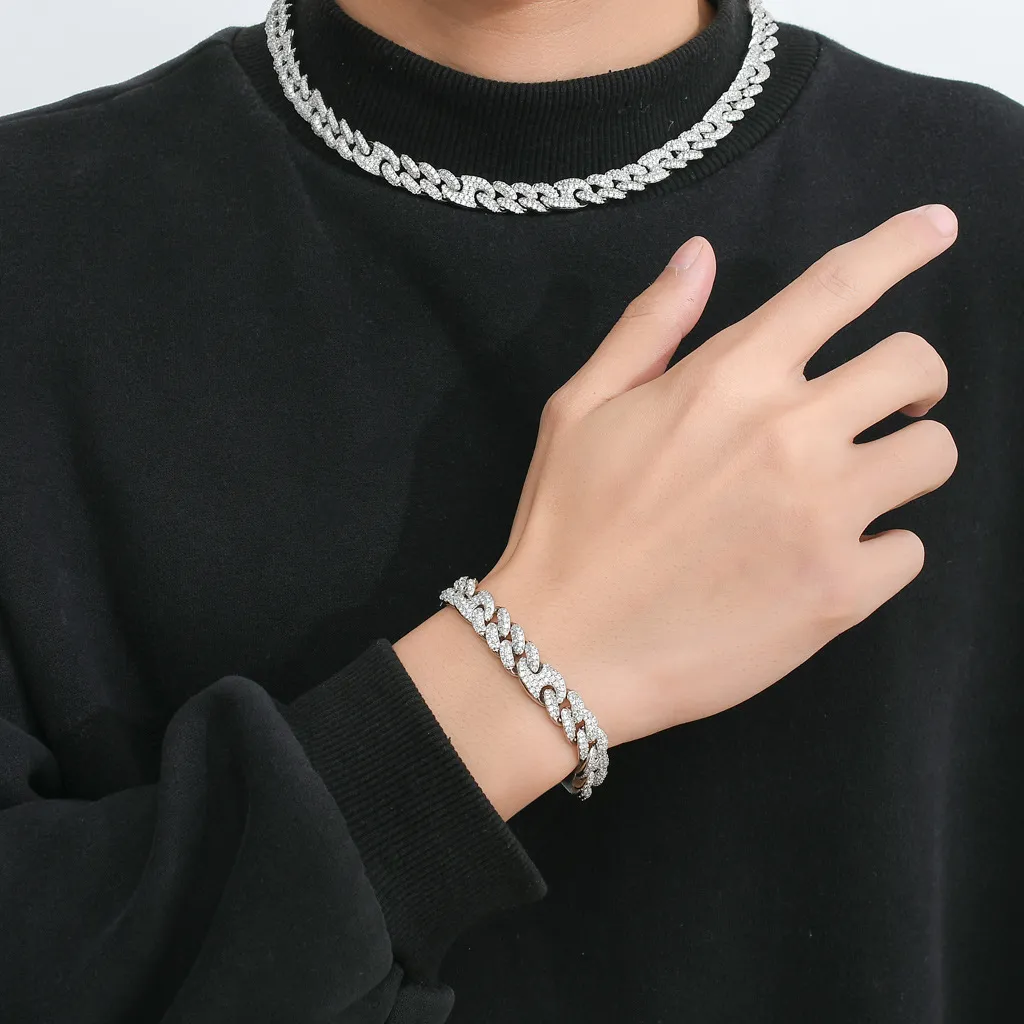 Mossan Diamond Miami 10 mm breiter Pig Nose Trend-BH mit Mikroeinlage aus Zirkonia, kubanische Kette für männliche und weibliche Rapper, Hip Hop_voghion.com