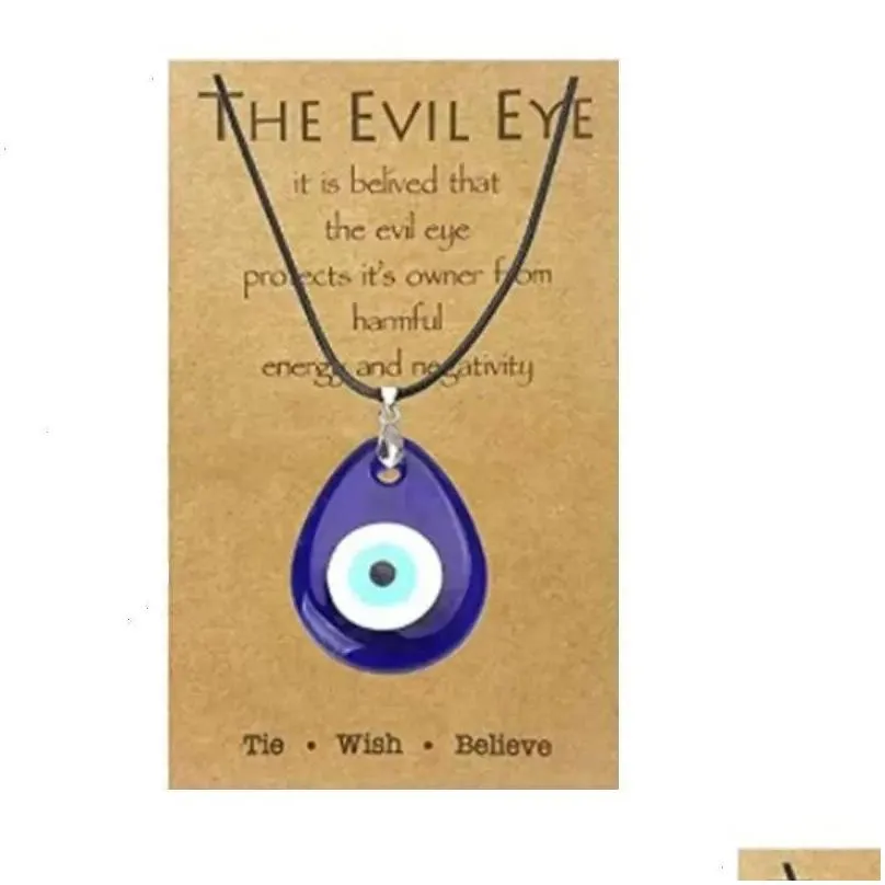 Collana con ciondolo malocchio blu turco in vetro e corda di pelle collane per donne e uomini gioielli di protezione fortunata consegna a domicilio_voghion.com
