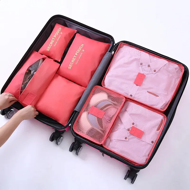 7 Teile/satz Reise Lagerung Taschen Hause Reißverschluss Digitale Daten Kabel Organizer Für Kleidung Schuh Lage Verpackung Cube Koffer Ordentlich_voghion.com
