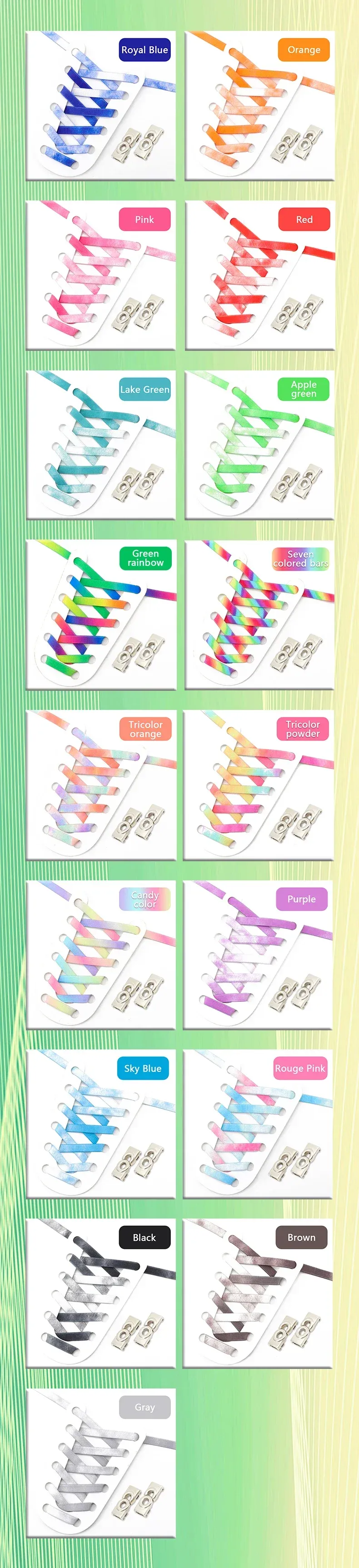 Farbverlauf-Regenbogen-Schnürsenkel ohne Binden, Schuhschnalle, Verschluss, Schnürsenkel ohne Binden, elastische Schnürsenkel, Turnschuhe für Kinder_voghion.com
