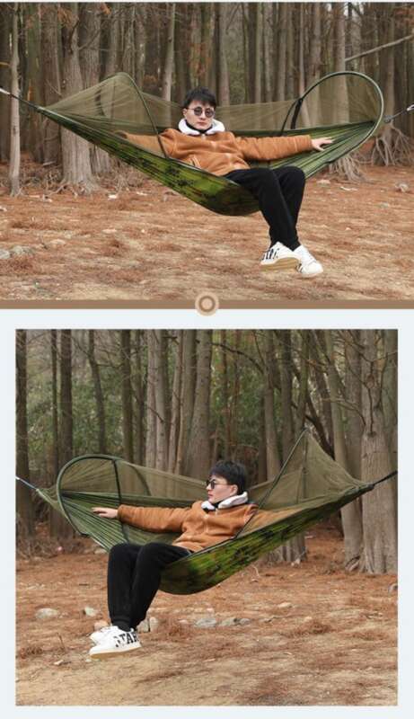 [1296 People's Collection] Outdoor Camping Anti Rollover Nylon Hangmat Met Eenpersoons Dubbele Automatische Snelopening_voghion.com