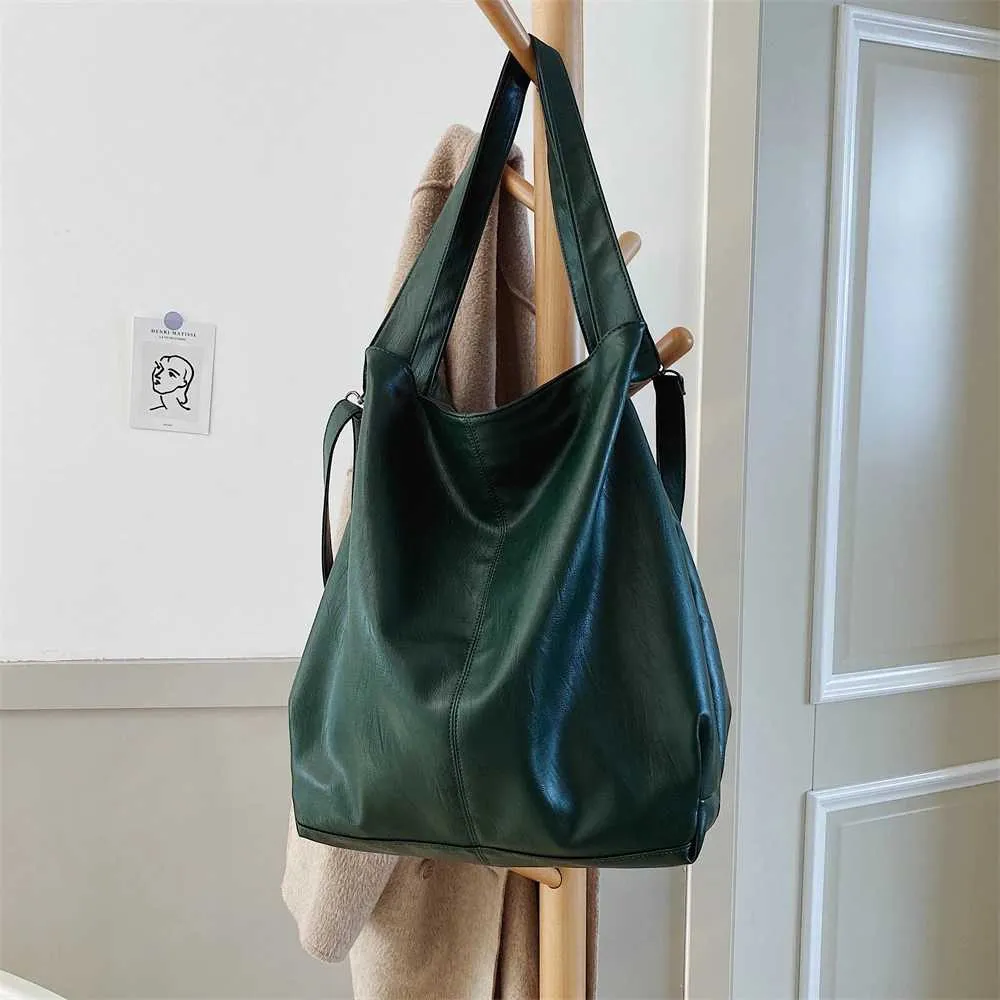 Moods Oversized Black Shoulder Bags per donna in morbida pelle, grande capacità, shopper tote, doppia tracolla, grande borsa a tracolla_voghion.com