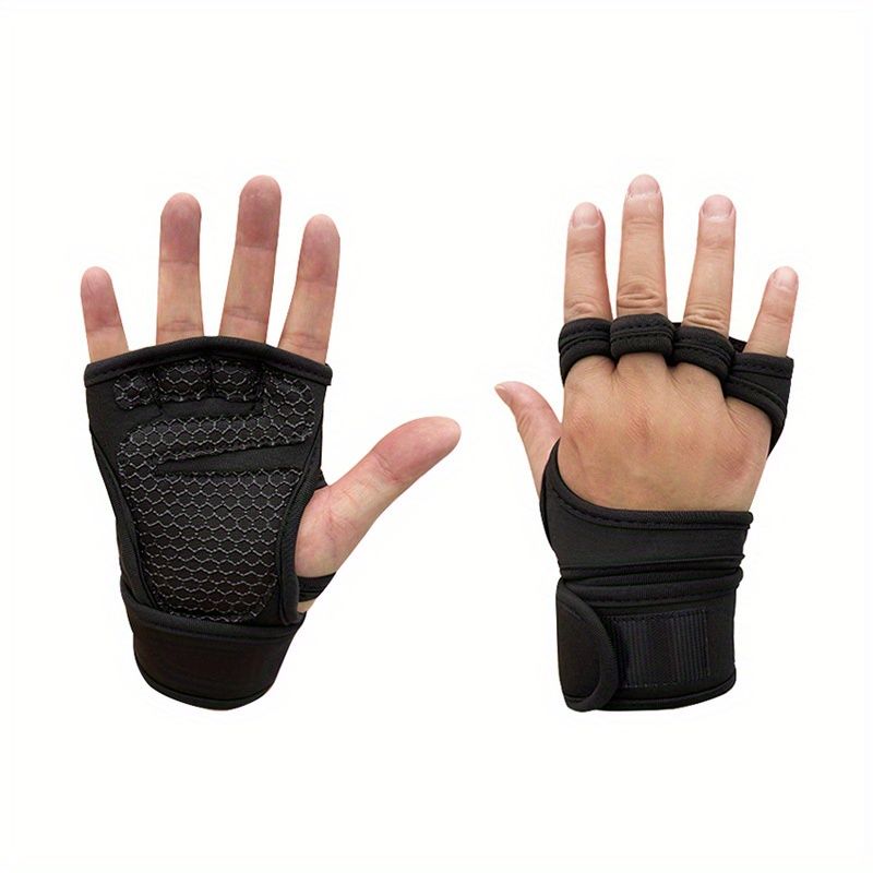 Unisex Fingerless Gloves: Perfect for Weightlifting, Gym Workout, Bodybuilding Dumbbell Training - With Hook & Loop_voghion.com
