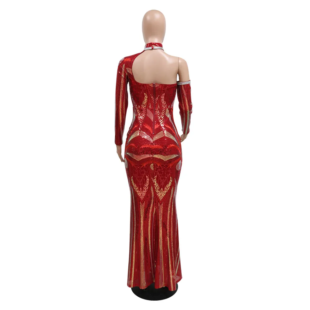 Vestidos casuales IDress 2023 Vestido elegante de lentejuelas de diamante de perforación de calidad para mujer Vestido largo maxi ajustado para fiesta Club nocturno_voghion.com