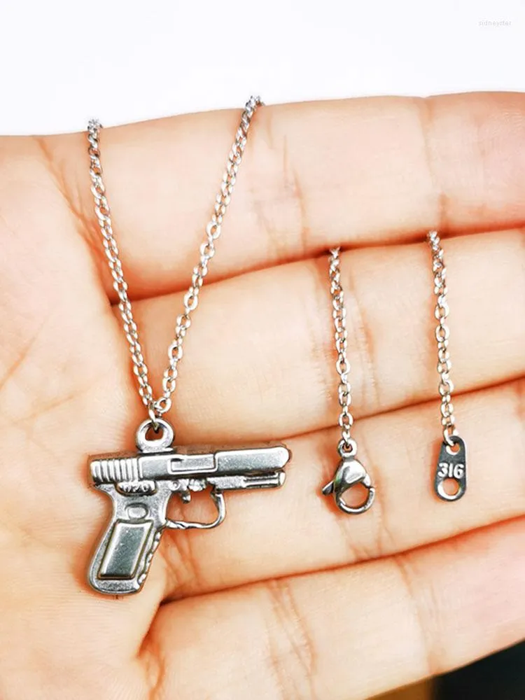 Catene 1 pz pressofusione pistola acciaio inossidabile ciondolo collana antico argento retrò collane per donne uomini festa gioielli_voghion.com