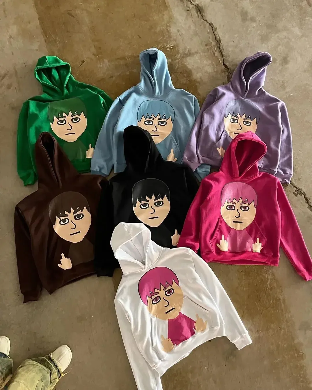 American Retro Tongue Printing Hooded Pure Cotton Sweatshirt Mens and Womens Loose Top streetwear haikyuu Y2K clothing_voghion.com