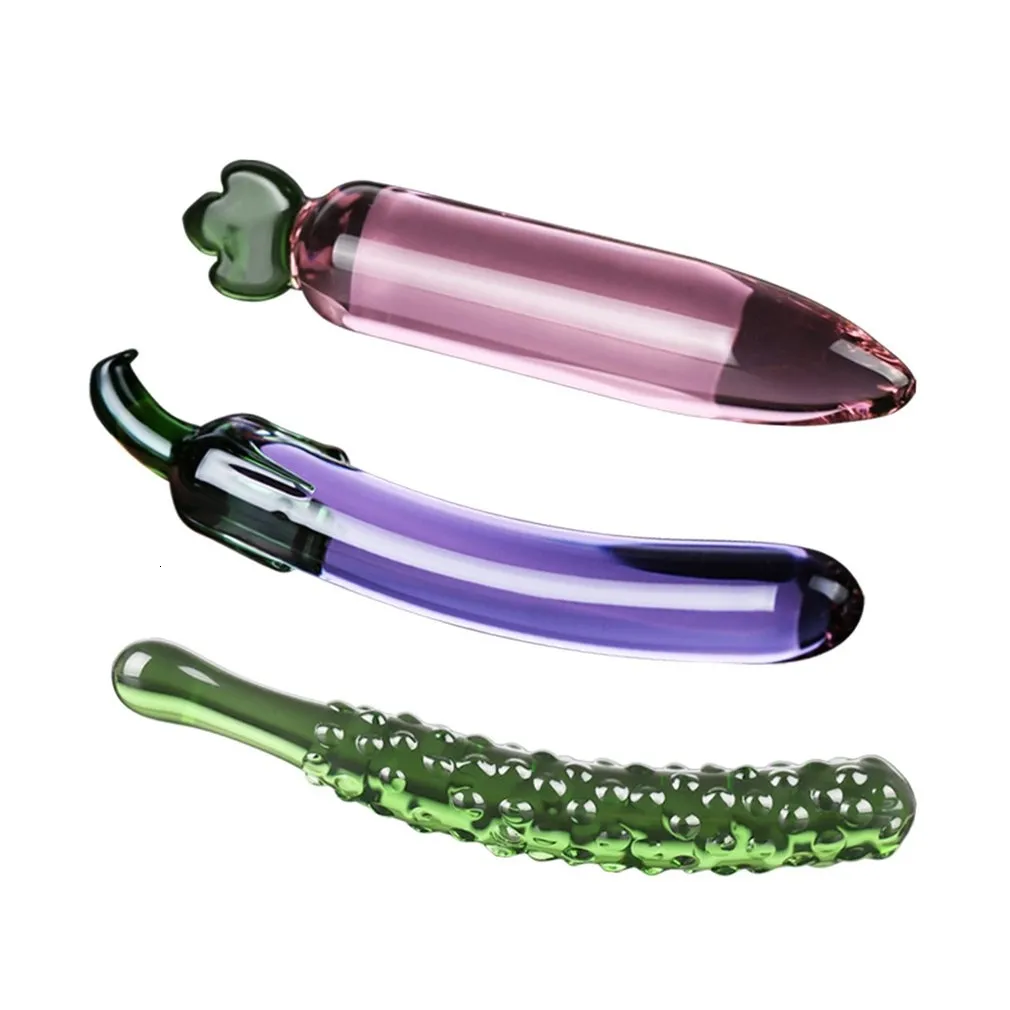Solid Crystal Dildo Anal Butt Plug Kvinnelig Masturbaor Glass Agurkpinne Kulevibratorer Sexleketøy For kvinne Populær Populær_voghion.com