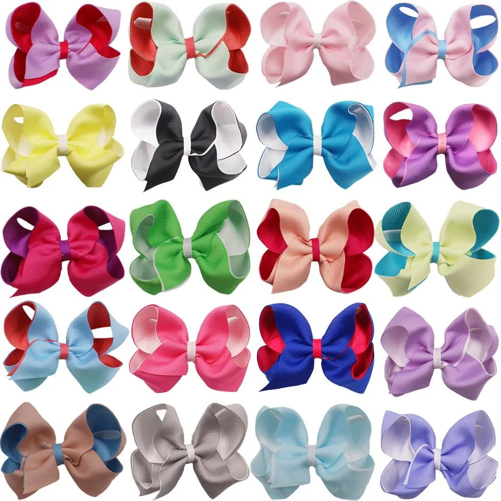 Lot de 20 nœuds à cheveux en ruban gros-grain double couche de 10 cm pour nouveau-nés, nourrissons, tout-petits et enfants (20_voghion.com