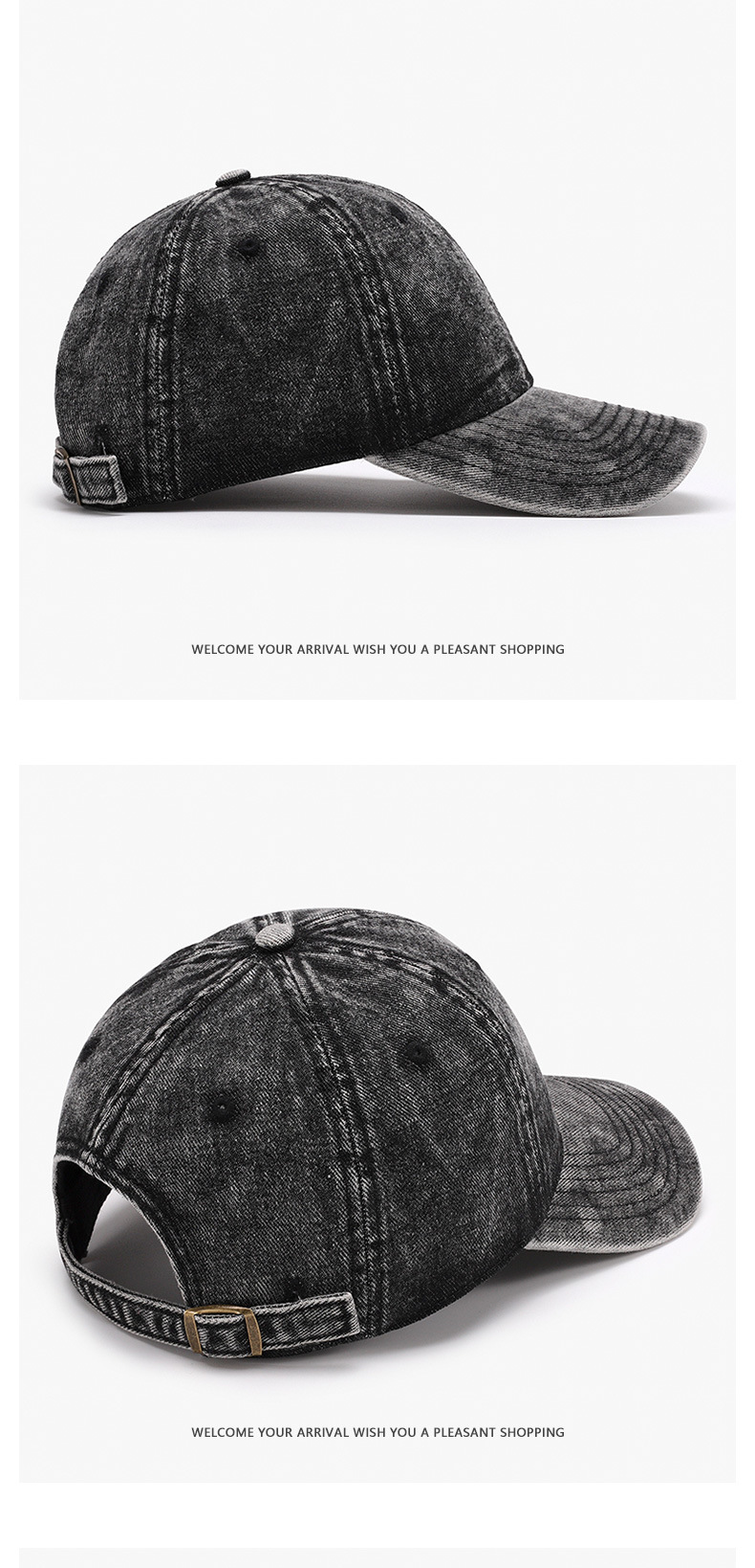 American washed old baseball cap men's and women's retro soft top casual light plate black retro cap_voghion.com