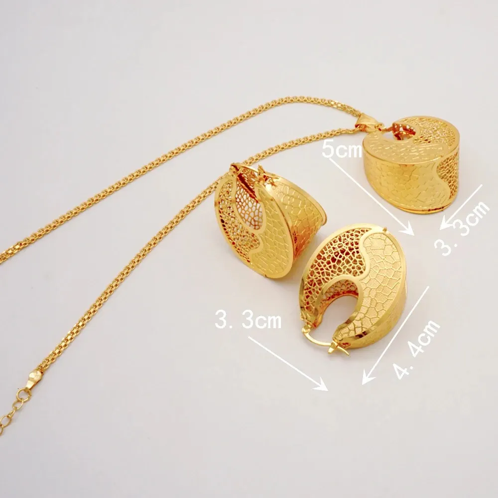 Wedding Jewelry Sets Fashion Dubai Copper Earrings Pendent Necklace For Women Romantic Daily Wear Party Anniversary_voghion.com