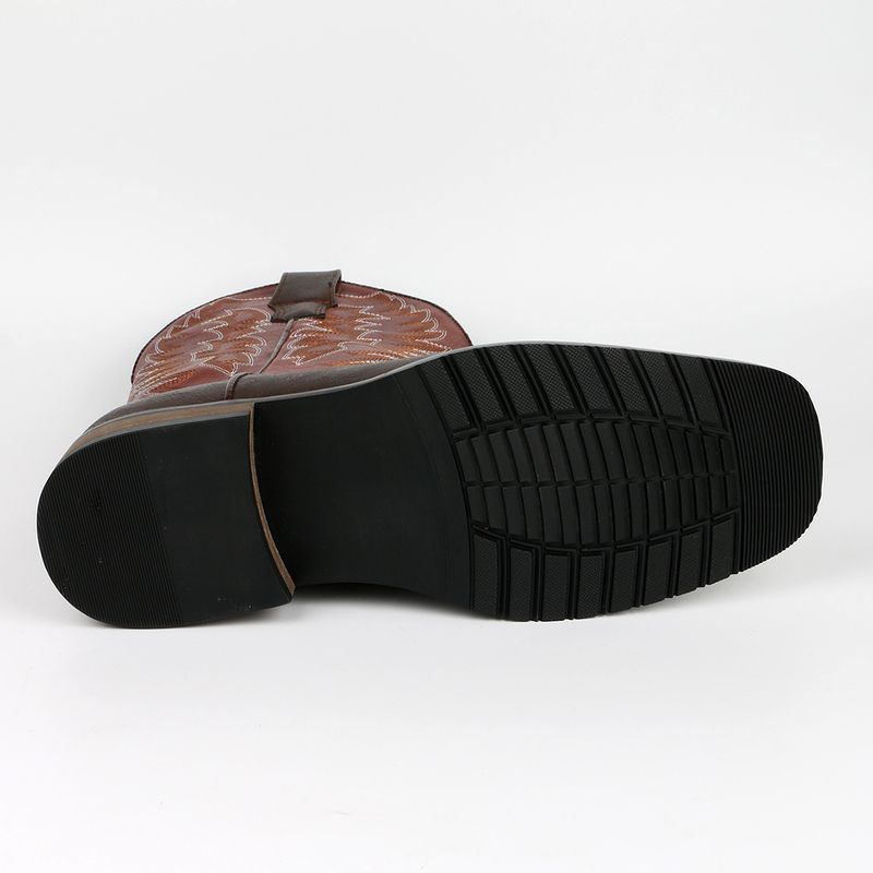 Herren Western Cowboystiefel im Retro-Stil mit gebratenem Straßenritter-Stil_voghion.com