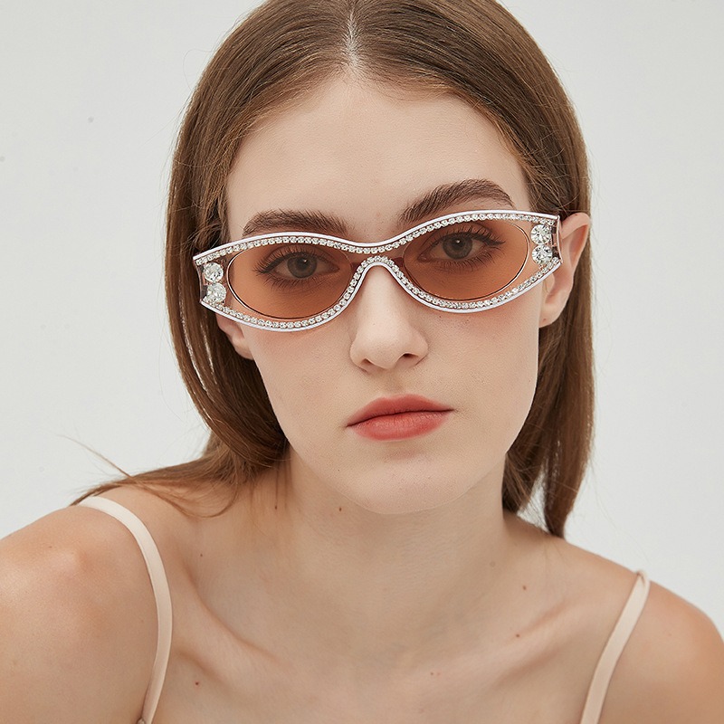 Ochelari de soare personalizați cu fotografie de stradă, cu cadru mic, ochi de pisică, culoare bomboane, la modă, pentru femei_voghion.com