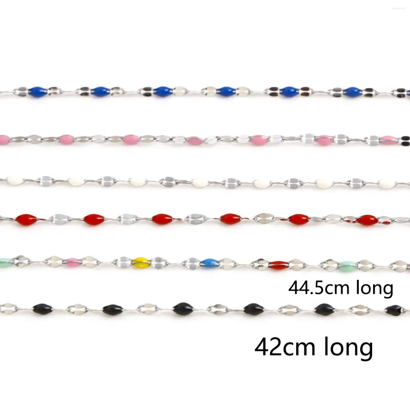 Łańcuchy 304 ze stali nierdzewnej Usta Łańcuszek Naszyjnik Do Tworzenia Biżuterii DIY Koraliki Emaliowane Metalowe Prezenty Damskie 42 cm Długie_voghion.com