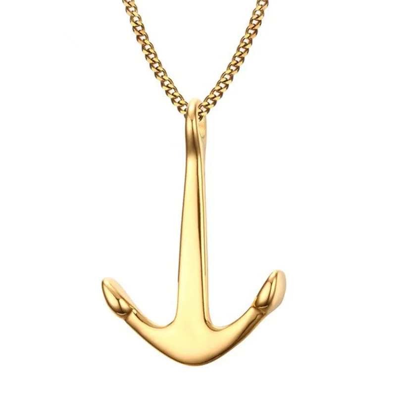 Collane con ciondolo a forma di ancora da nave, da donna, da uomo, in acciaio inossidabile, semplici gioielli da collo, alla moda, regali di Natale per la fidanzata_voghion.com