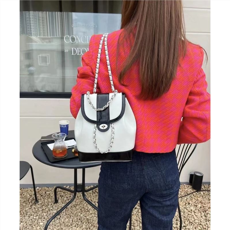 Damen Rucack Kleine Kette Retro Leder Tasche Schulter Umhängetasche_voghion.com
