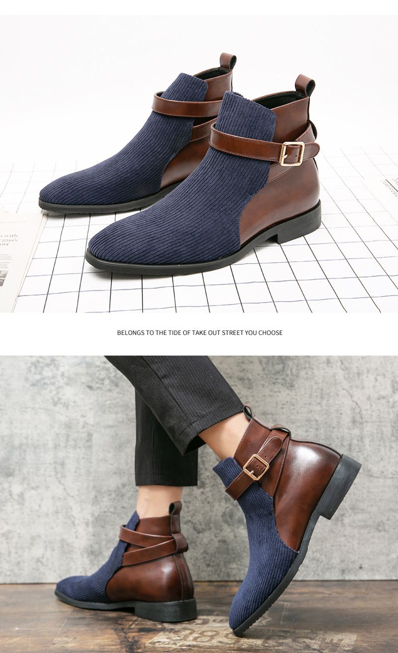 Große High-Top-Schuhe, trendige Lederstiefel für Herren in koreanischer Version, personalisierte britische Freizeitstiefel mit Schnalle_voghion.com